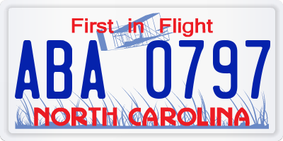 NC license plate ABA0797