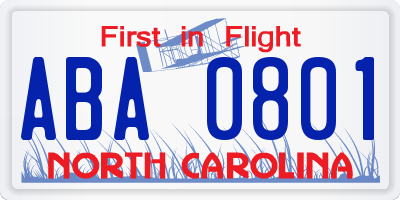 NC license plate ABA0801