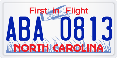 NC license plate ABA0813