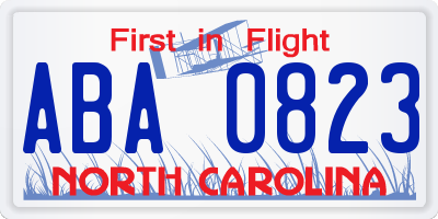 NC license plate ABA0823