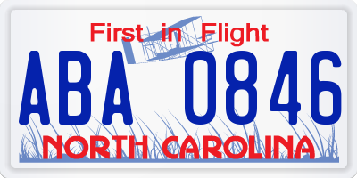 NC license plate ABA0846