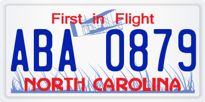 NC license plate ABA0879