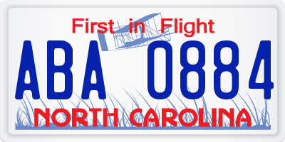 NC license plate ABA0884