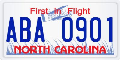 NC license plate ABA0901