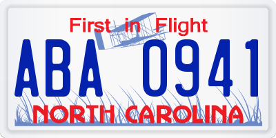 NC license plate ABA0941
