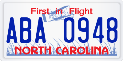 NC license plate ABA0948