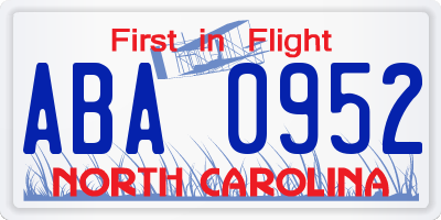 NC license plate ABA0952