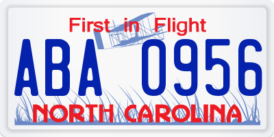 NC license plate ABA0956