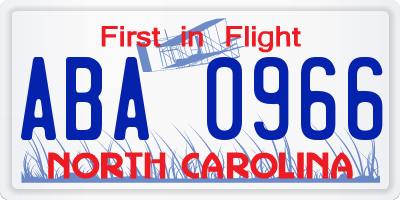 NC license plate ABA0966