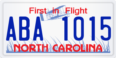 NC license plate ABA1015