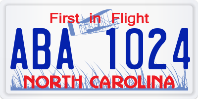NC license plate ABA1024