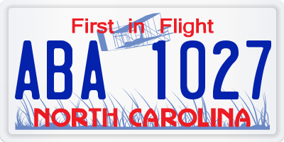 NC license plate ABA1027