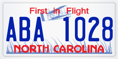 NC license plate ABA1028