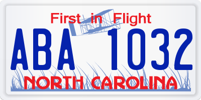NC license plate ABA1032