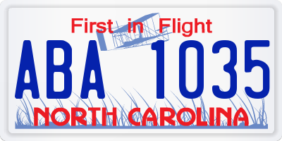 NC license plate ABA1035