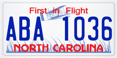 NC license plate ABA1036
