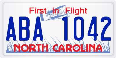 NC license plate ABA1042