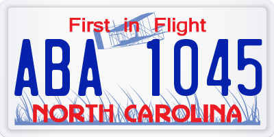 NC license plate ABA1045