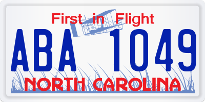 NC license plate ABA1049