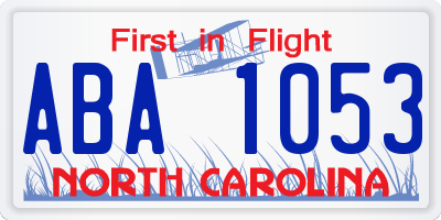 NC license plate ABA1053