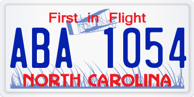 NC license plate ABA1054
