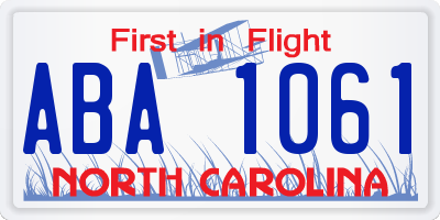 NC license plate ABA1061
