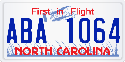 NC license plate ABA1064