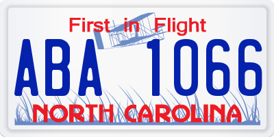 NC license plate ABA1066