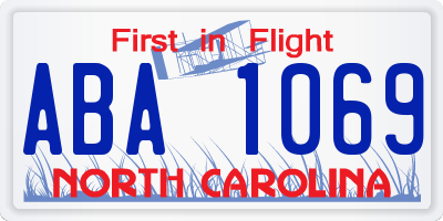 NC license plate ABA1069