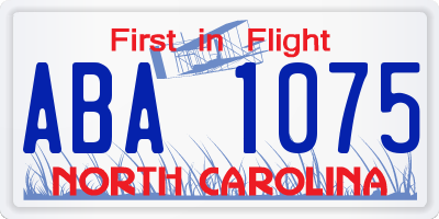 NC license plate ABA1075