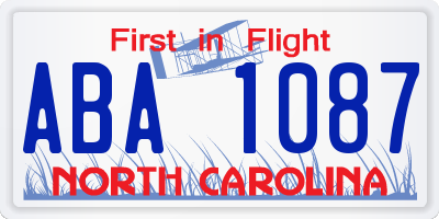 NC license plate ABA1087
