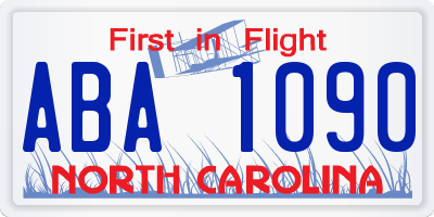 NC license plate ABA1090