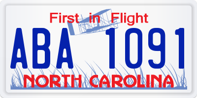 NC license plate ABA1091