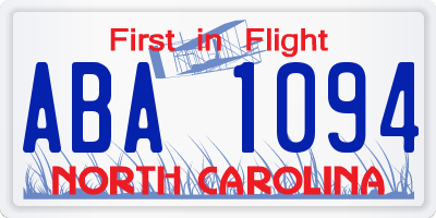 NC license plate ABA1094
