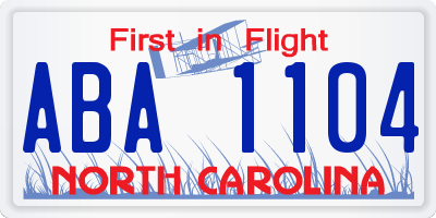 NC license plate ABA1104