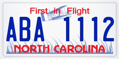NC license plate ABA1112