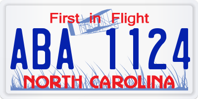 NC license plate ABA1124