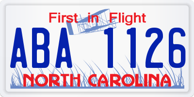 NC license plate ABA1126