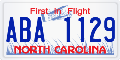 NC license plate ABA1129
