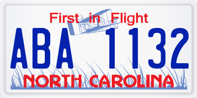 NC license plate ABA1132
