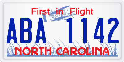 NC license plate ABA1142