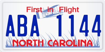 NC license plate ABA1144