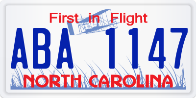 NC license plate ABA1147