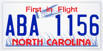 NC license plate ABA1156