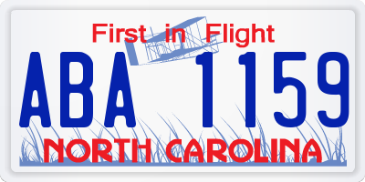 NC license plate ABA1159