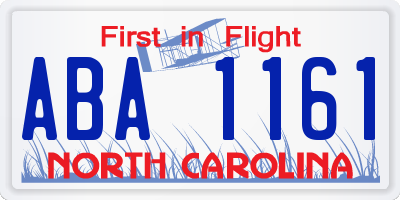 NC license plate ABA1161