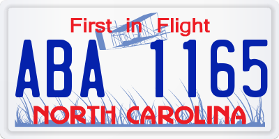 NC license plate ABA1165