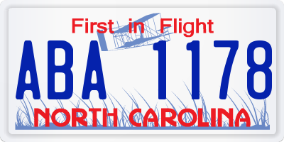 NC license plate ABA1178