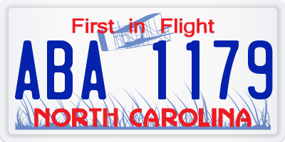 NC license plate ABA1179