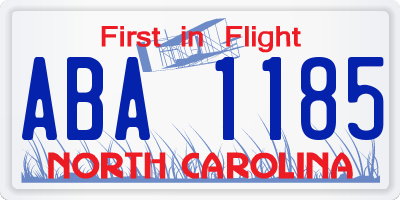 NC license plate ABA1185